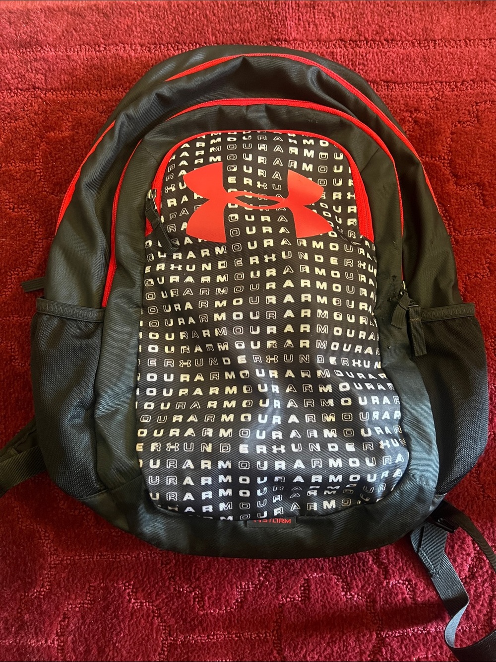 Under Armour Black and Red Logo Backpack
